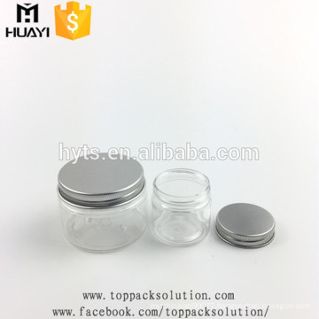 food grade 30ml 50ml 100ml clear plastic PET jar with aluminium cap